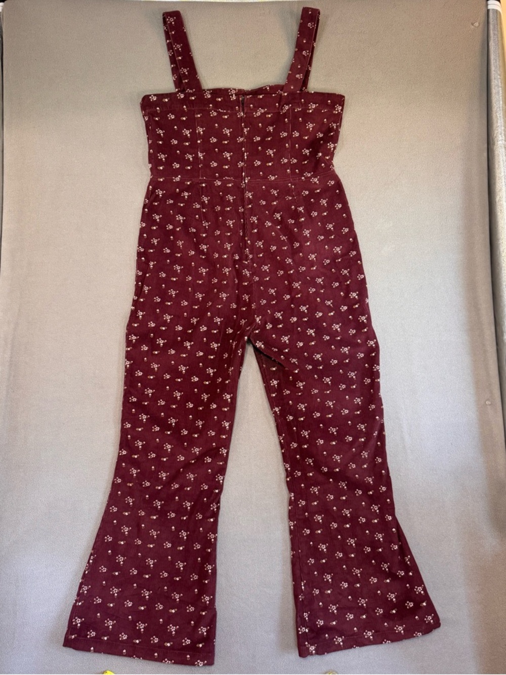 Timeless London Purple Floral Button-Front Bootcut Corduroy Jumpsuit, size 14 - Picture 5 of 11